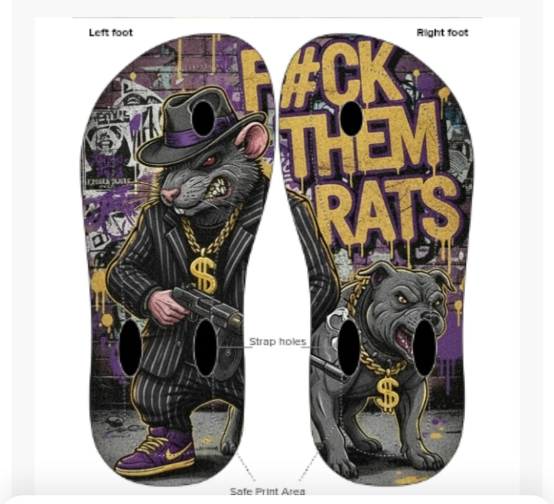 Purple Reign Slides | F#CK THEM RATS Flip Flops