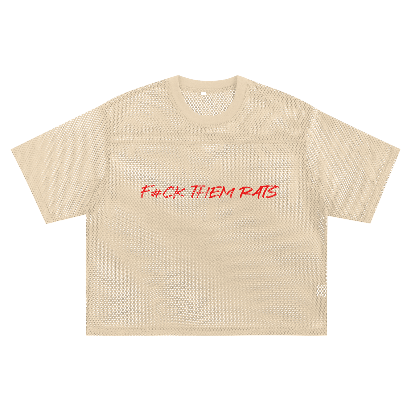 See-through Boxy Net T-shirt F#CK THEM RATS,