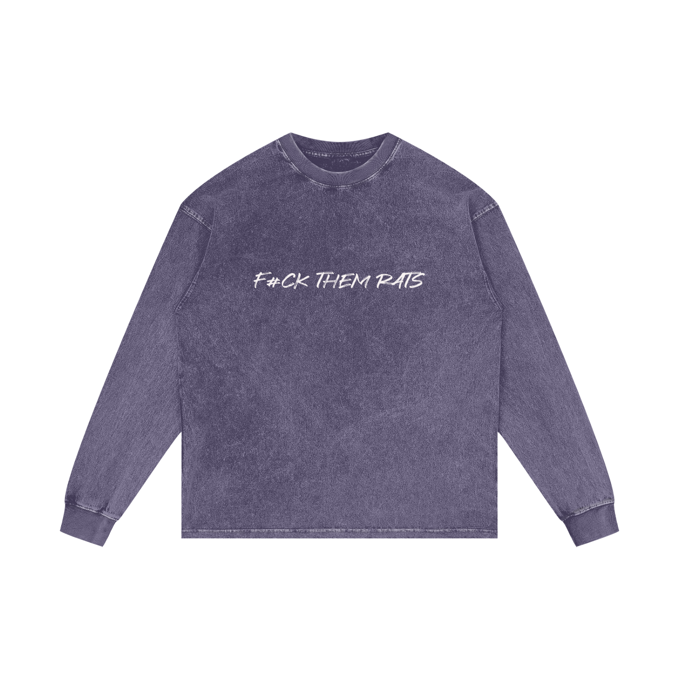 F#CK THEM RATS,Acid Wash Oversize Long Sleeve T-Shirt - 250 GSM