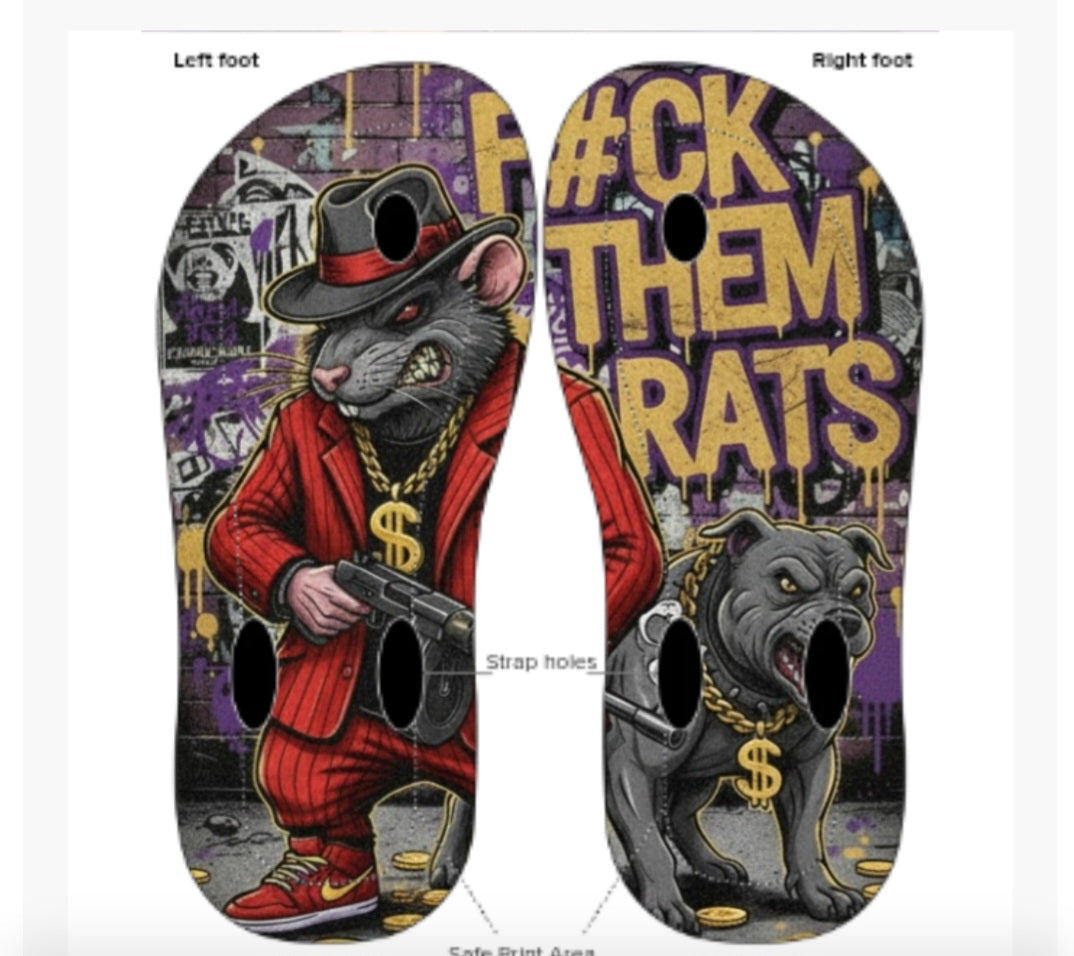 Purple Reign Slides | F#CK THEM RATS Flip Flops