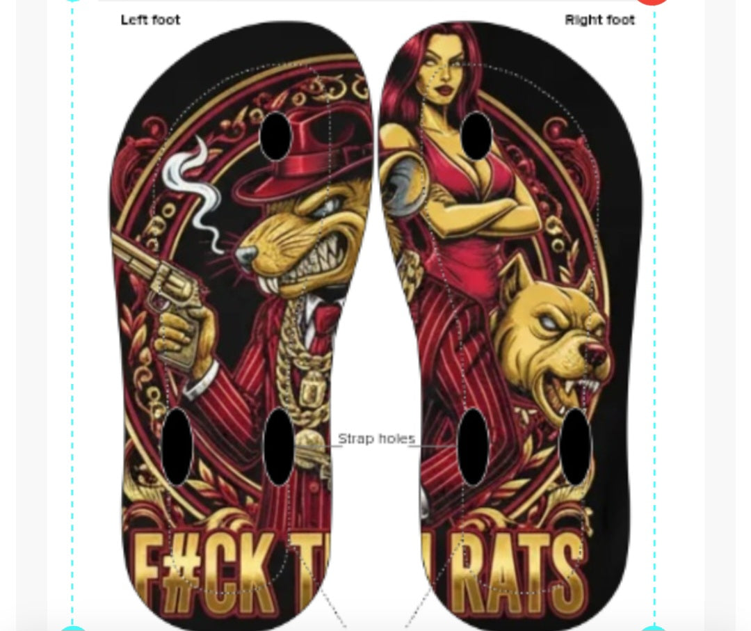 Rat Syndicate Slides | F#CK THEM RATS Flip Flops