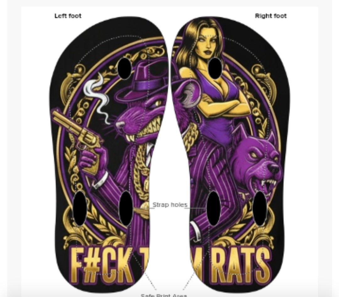 Rat Syndicate Slides | F#CK THEM RATS Flip Flops