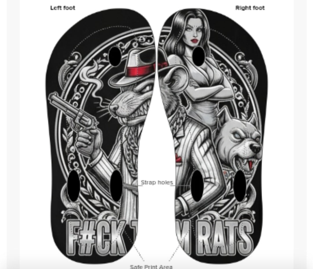 Rat Syndicate Slides | F#CK THEM RATS Flip Flops