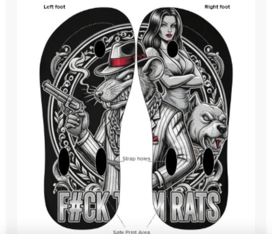 Rat Syndicate Slides | F#CK THEM RATS Flip Flops