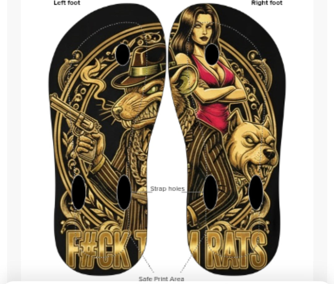 Rat Syndicate Slides | F#CK THEM RATS Flip Flops
