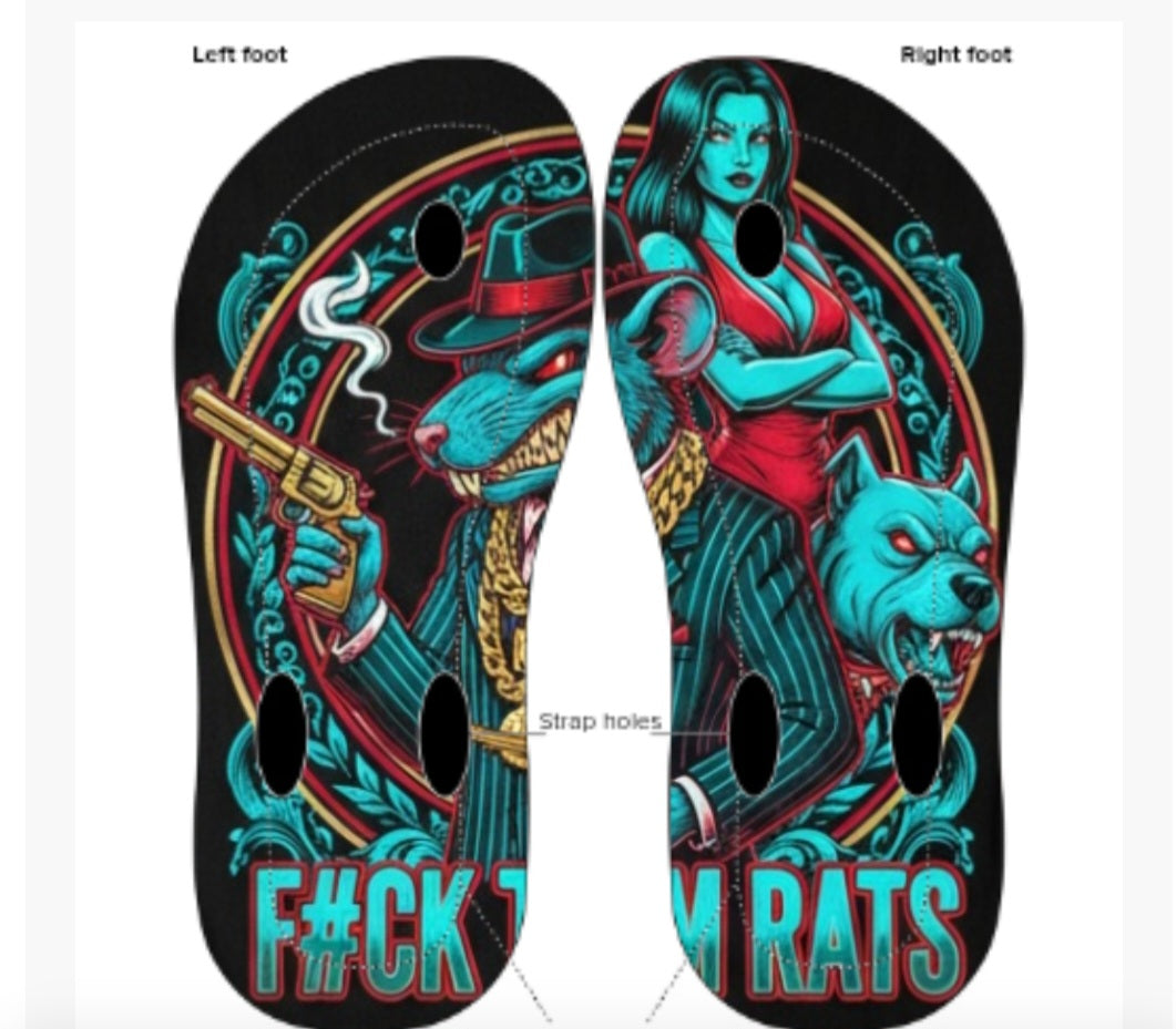 Rat Syndicate Slides | F#CK THEM RATS Flip Flops