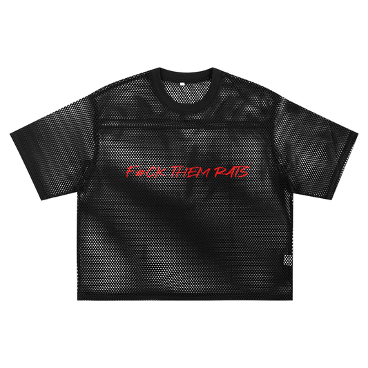 See-through Boxy Net T-shirt F#CK THEM RATS,