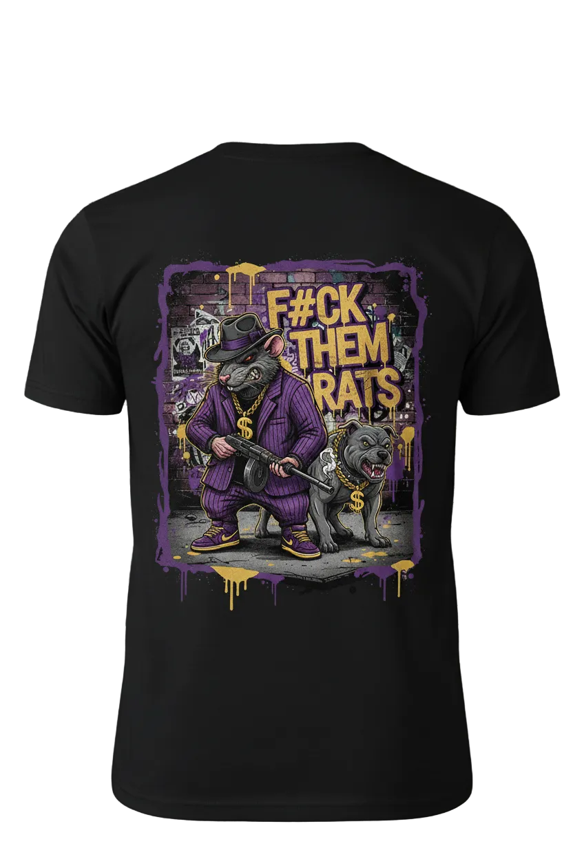 Purple Reign Gangster Rat T-Shirt | F#CK THEM RATS Graphic Tee