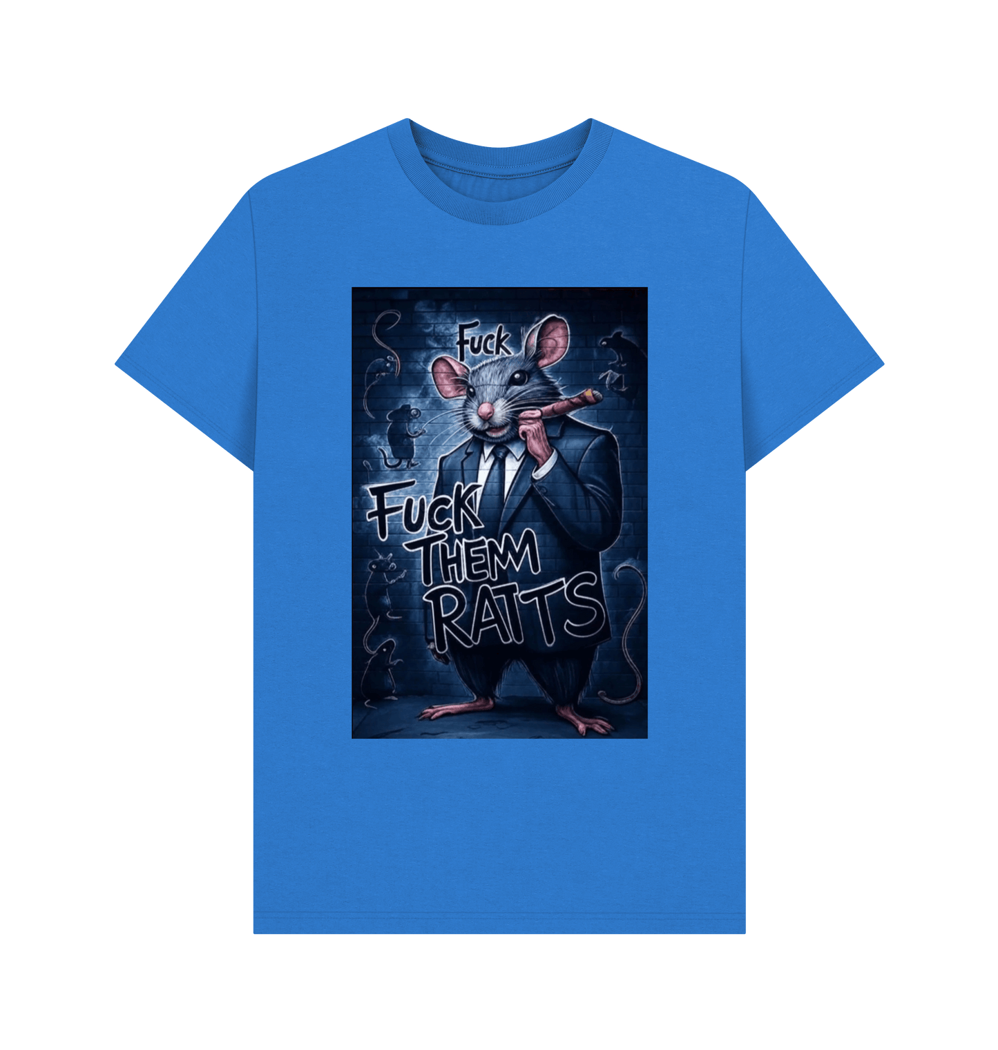 Bright Blue Printed T-shirt Front