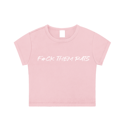Snow Washed Crop Top for woman F#CK THEM RATS